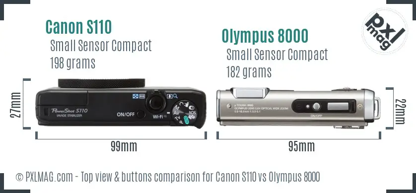 Canon S110 vs Olympus 8000 top view buttons comparison