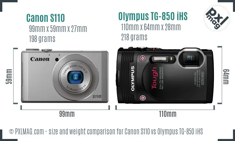 Canon S110 vs Olympus TG-850 iHS size comparison