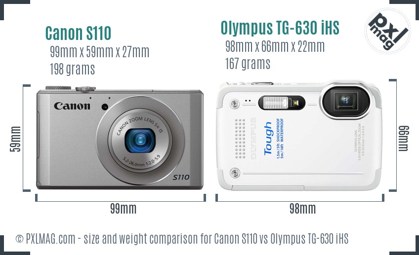 Canon S110 vs Olympus TG-630 iHS size comparison