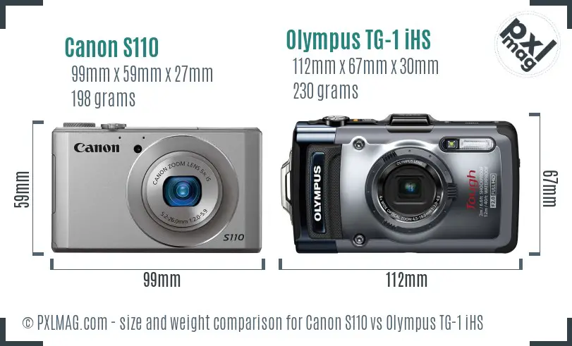 Canon S110 vs Olympus TG-1 iHS size comparison Canon S110 vs Olympus TG-1 iHS size comparison