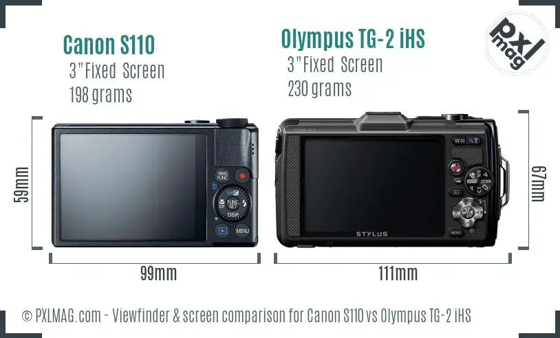 Canon S110 vs Olympus TG-2 iHS Screen and Viewfinder comparison