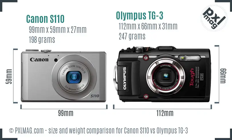 Canon S110 vs Olympus TG-3 size comparison