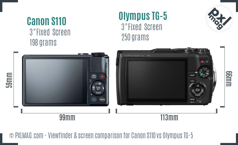 Canon S110 vs Olympus TG-5 Screen and Viewfinder comparison