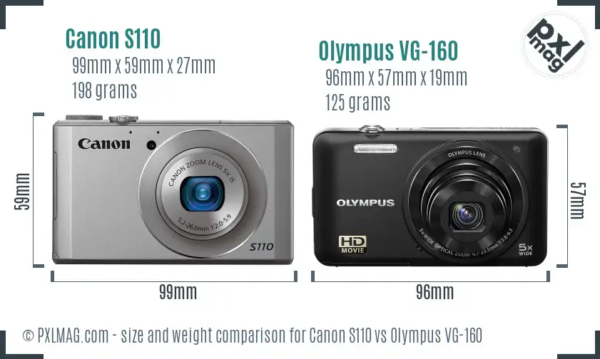 Canon S110 vs Olympus VG-160 size comparison