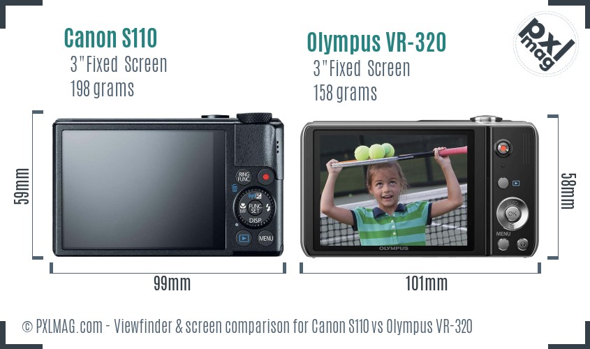 Canon S110 vs Olympus VR-320 Screen and Viewfinder comparison