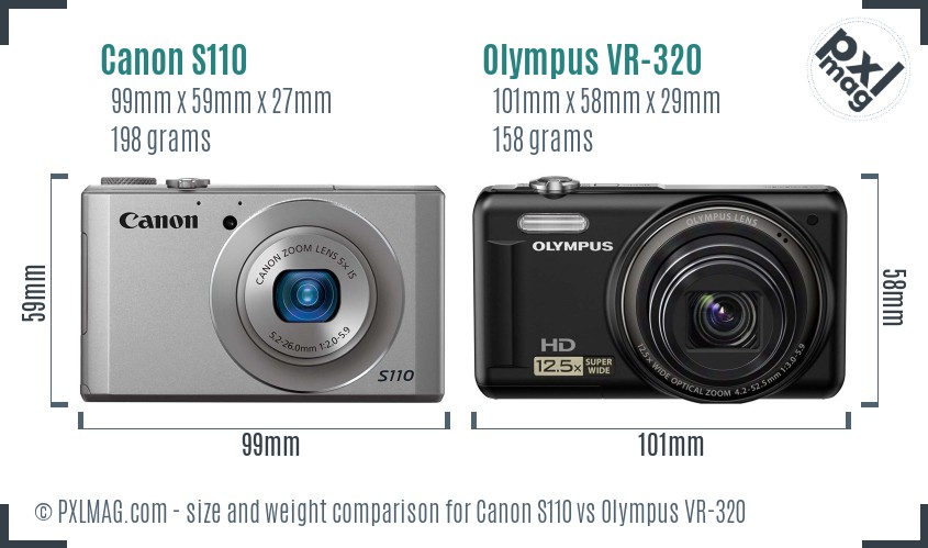 Canon S110 vs Olympus VR-320 size comparison Canon S110 vs Olympus VR-320 size comparison