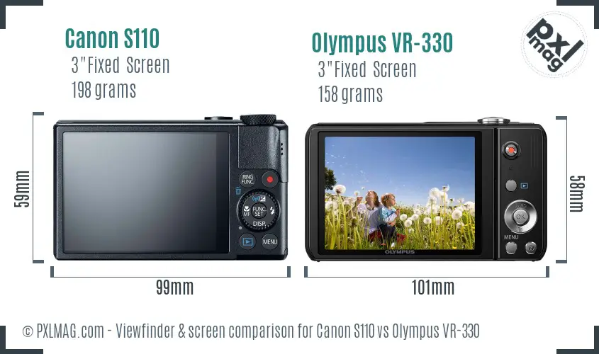 Canon S110 vs Olympus VR-330 Screen and Viewfinder comparison