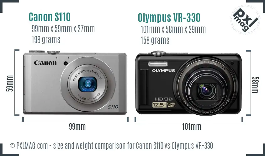 Canon S110 vs Olympus VR-330 size comparison