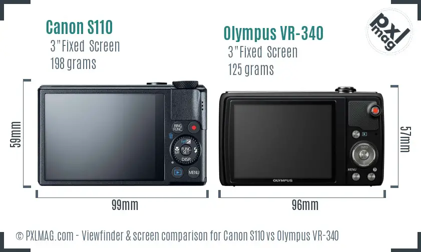 Canon S110 vs Olympus VR-340 Screen and Viewfinder comparison