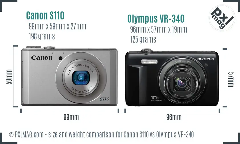 Canon S110 vs Olympus VR-340 size comparison