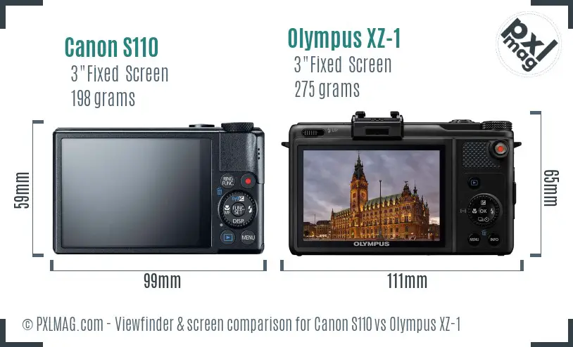 Canon S110 vs Olympus XZ-1 Screen and Viewfinder comparison Canon S110 vs Olympus XZ-1 Screen and Viewfinder comparison