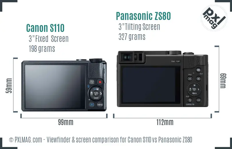 Canon S110 vs Panasonic ZS80 Screen and Viewfinder comparison