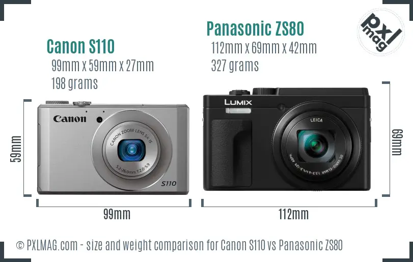 Canon S110 vs Panasonic ZS80 size comparison