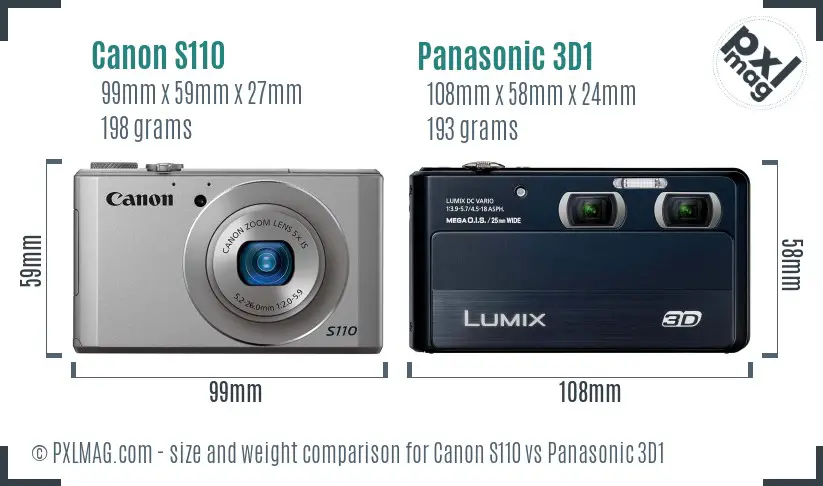 Canon S110 vs Panasonic 3D1 size comparison Canon S110 vs Panasonic 3D1 size comparison