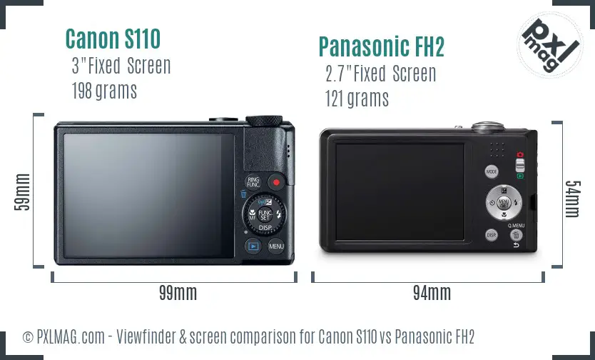 Canon S110 vs Panasonic FH2 Screen and Viewfinder comparison