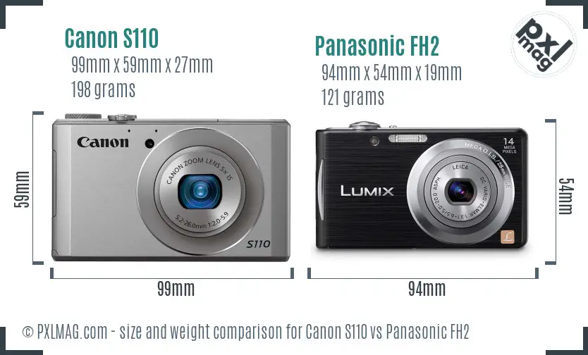 Canon S110 vs Panasonic FH2 size comparison Canon S110 vs Panasonic FH2 size comparison