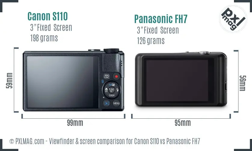 Canon S110 vs Panasonic FH7 Screen and Viewfinder comparison Canon S110 vs Panasonic FH7 Screen and Viewfinder comparison