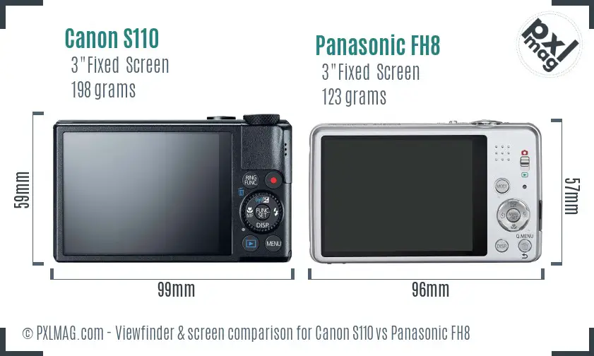 Canon S110 vs Panasonic FH8 Screen and Viewfinder comparison Canon S110 vs Panasonic FH8 Screen and Viewfinder comparison