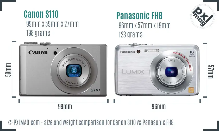 Canon S110 vs Panasonic FH8 size comparison Canon S110 vs Panasonic FH8 size comparison