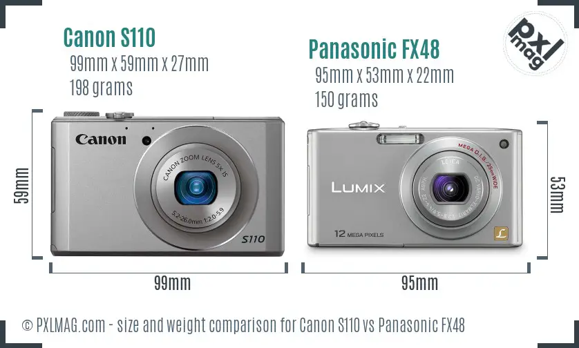 Canon S110 vs Panasonic FX48 size comparison