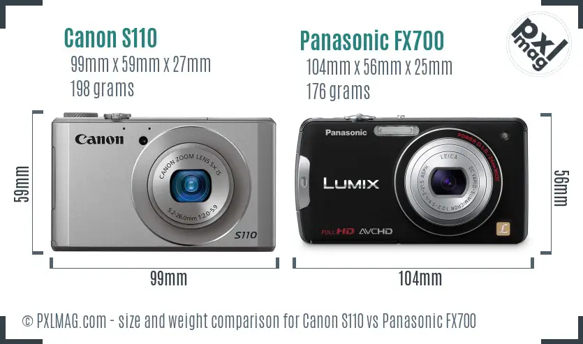 Canon S110 vs Panasonic FX700 size comparison