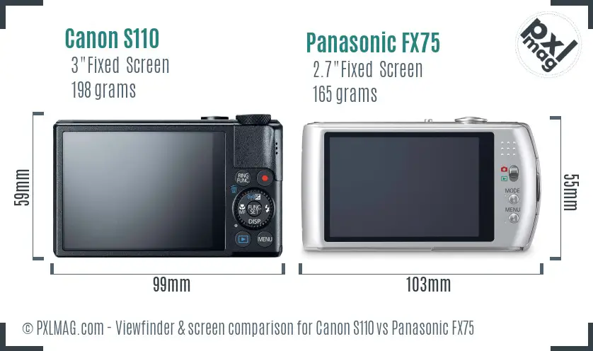 Canon S110 vs Panasonic FX75 Screen and Viewfinder comparison Canon S110 vs Panasonic FX75 Screen and Viewfinder comparison