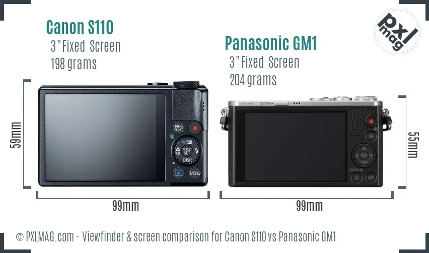 Canon S110 vs Panasonic GM1 Screen and Viewfinder comparison