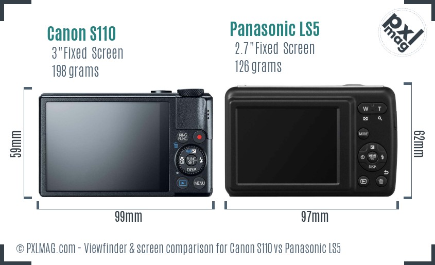 Canon S110 vs Panasonic LS5 Screen and Viewfinder comparison