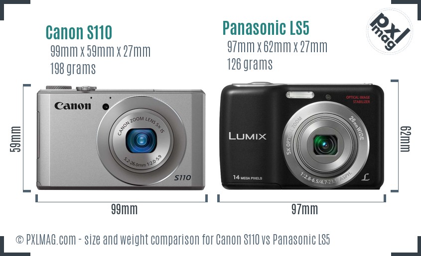 Canon S110 vs Panasonic LS5 size comparison Canon S110 vs Panasonic LS5 size comparison