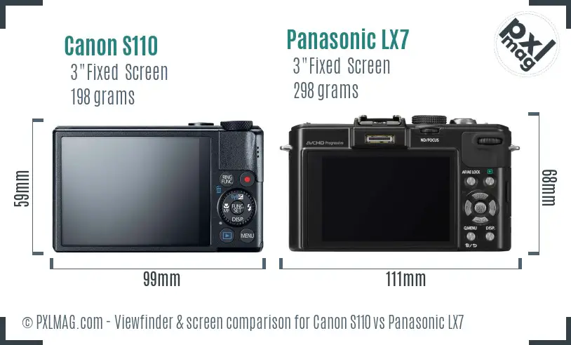 Canon S110 vs Panasonic LX7 Screen and Viewfinder comparison