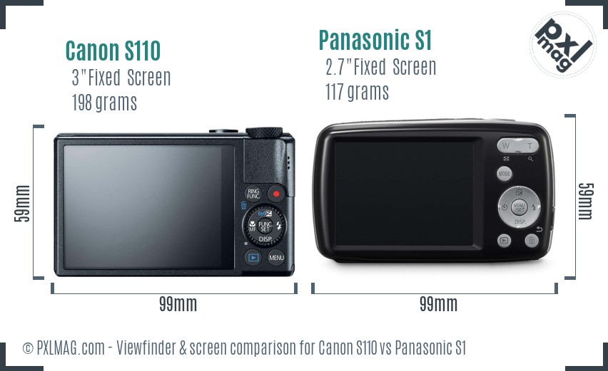 Canon S110 vs Panasonic S1 Screen and Viewfinder comparison