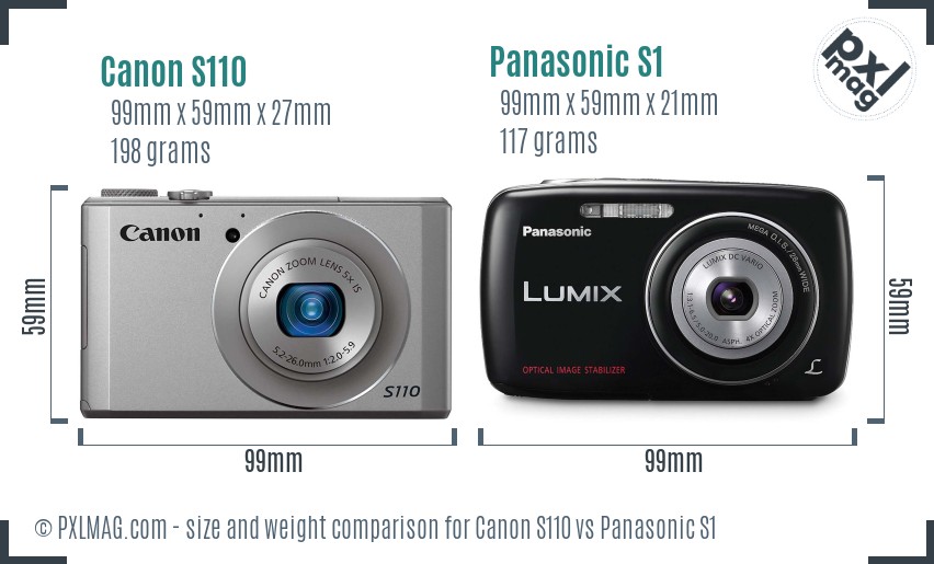 Canon S110 vs Panasonic S1 size comparison Canon S110 vs Panasonic S1 size comparison
