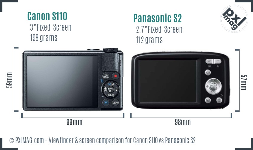 Canon S110 vs Panasonic S2 Screen and Viewfinder comparison