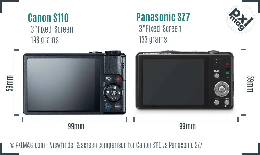 Canon S110 vs Panasonic SZ7 Screen and Viewfinder comparison