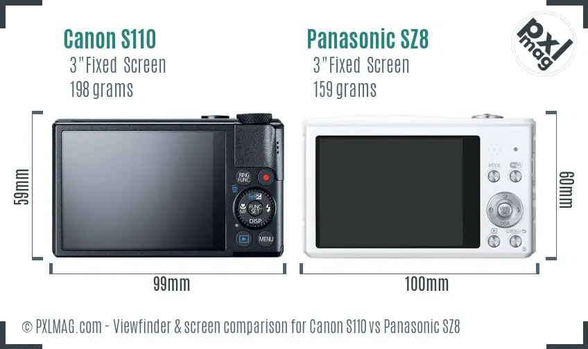 Canon S110 vs Panasonic SZ8 Screen and Viewfinder comparison Canon S110 vs Panasonic SZ8 Screen and Viewfinder comparison