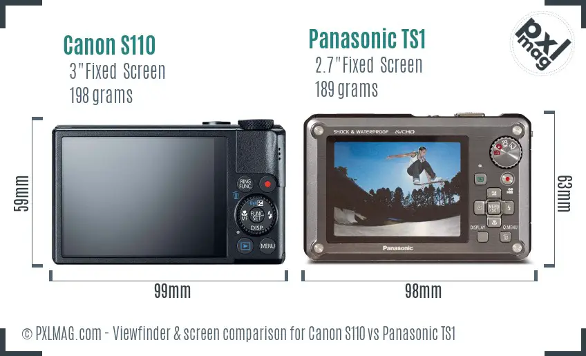 Canon S110 vs Panasonic TS1 Screen and Viewfinder comparison