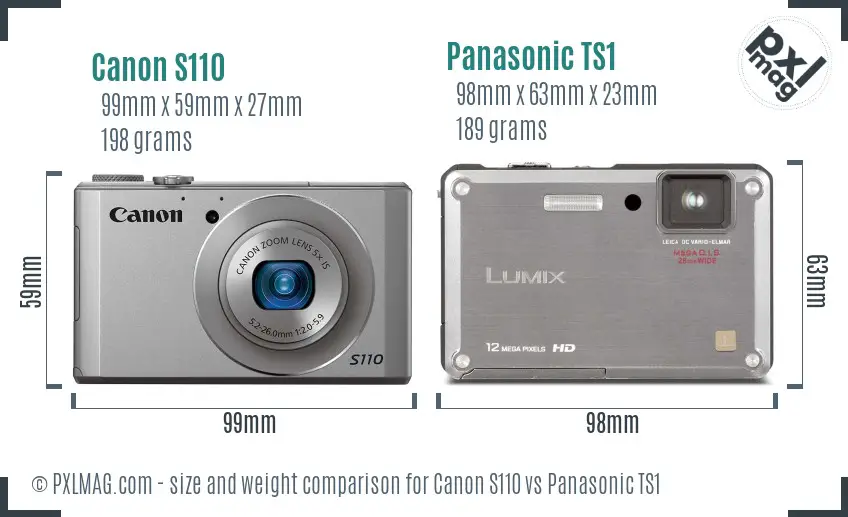 Canon S110 vs Panasonic TS1 size comparison