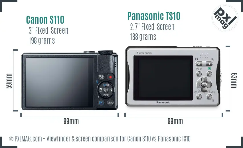 Canon S110 vs Panasonic TS10 Screen and Viewfinder comparison