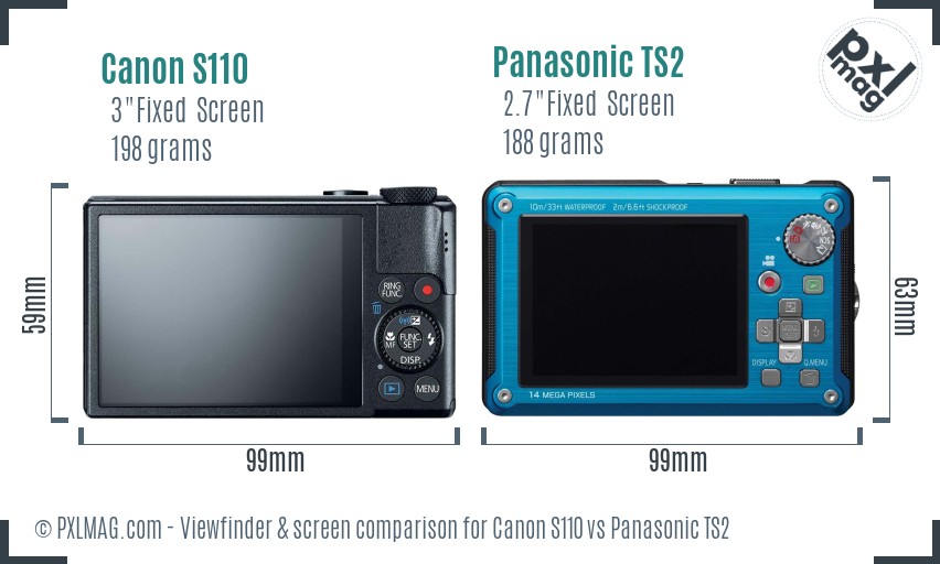 Canon S110 vs Panasonic TS2 Screen and Viewfinder comparison