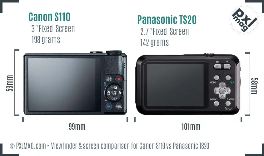 Canon S110 vs Panasonic TS20 Screen and Viewfinder comparison Canon S110 vs Panasonic TS20 Screen and Viewfinder comparison
