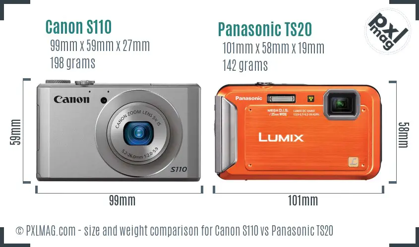 Canon S110 vs Panasonic TS20 size comparison Canon S110 vs Panasonic TS20 size comparison