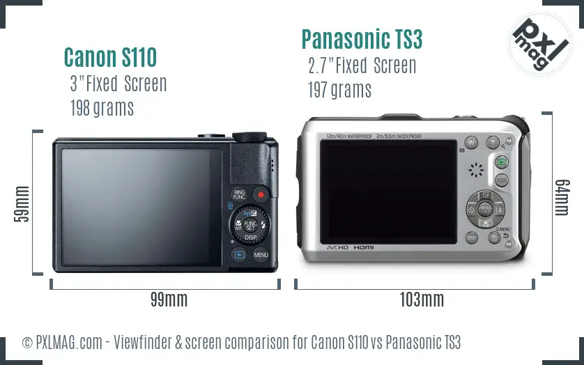 Canon S110 vs Panasonic TS3 Screen and Viewfinder comparison Canon S110 vs Panasonic TS3 Screen and Viewfinder comparison
