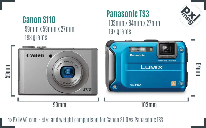 Canon S110 vs Panasonic TS3 size comparison Canon S110 vs Panasonic TS3 size comparison