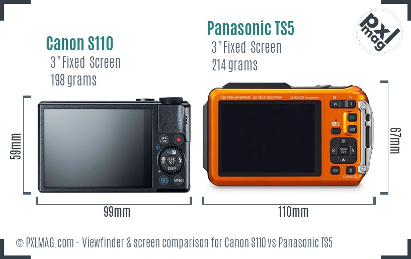 Canon S110 vs Panasonic TS5 Screen and Viewfinder comparison