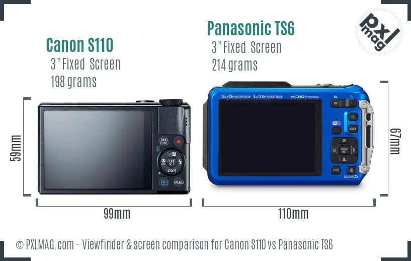 Canon S110 vs Panasonic TS6 Screen and Viewfinder comparison