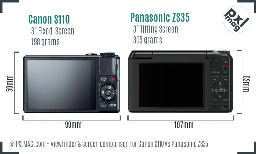 Canon S110 vs Panasonic ZS35 Screen and Viewfinder comparison Canon S110 vs Panasonic ZS35 Screen and Viewfinder comparison
