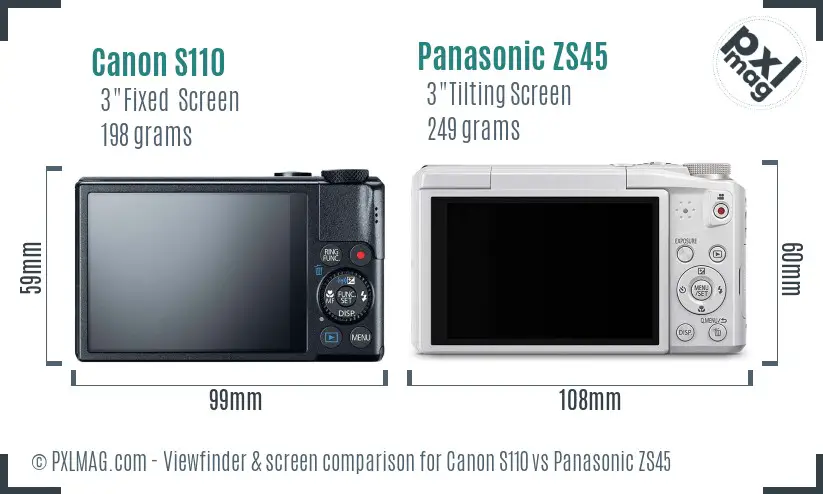 Canon S110 vs Panasonic ZS45 Screen and Viewfinder comparison Canon S110 vs Panasonic ZS45 Screen and Viewfinder comparison