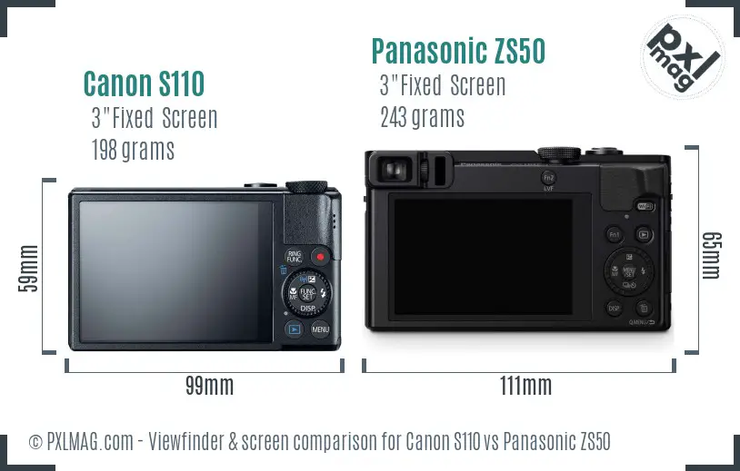 Canon S110 vs Panasonic ZS50 Screen and Viewfinder comparison Canon S110 vs Panasonic ZS50 Screen and Viewfinder comparison
