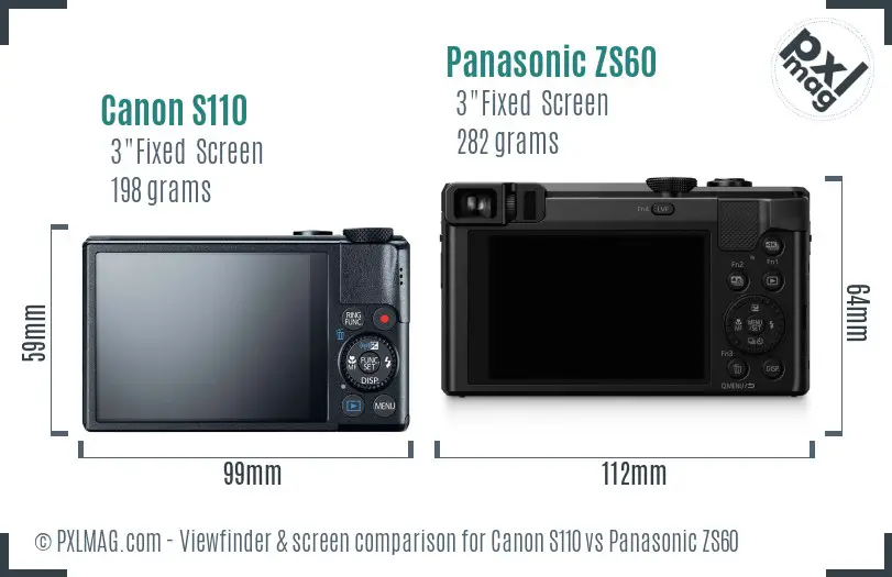 Canon S110 vs Panasonic ZS60 Screen and Viewfinder comparison Canon S110 vs Panasonic ZS60 Screen and Viewfinder comparison