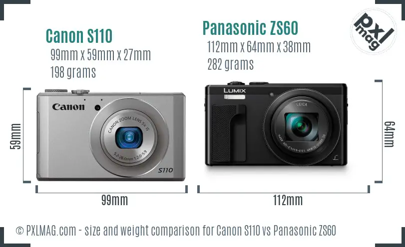 Canon S110 vs Panasonic ZS60 size comparison Canon S110 vs Panasonic ZS60 size comparison